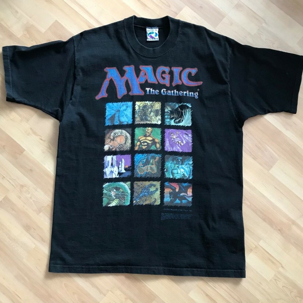 Vintage 1995 Liquid Blue Magic The Gathering T-Shirt Size XL - Picture 1 of 5